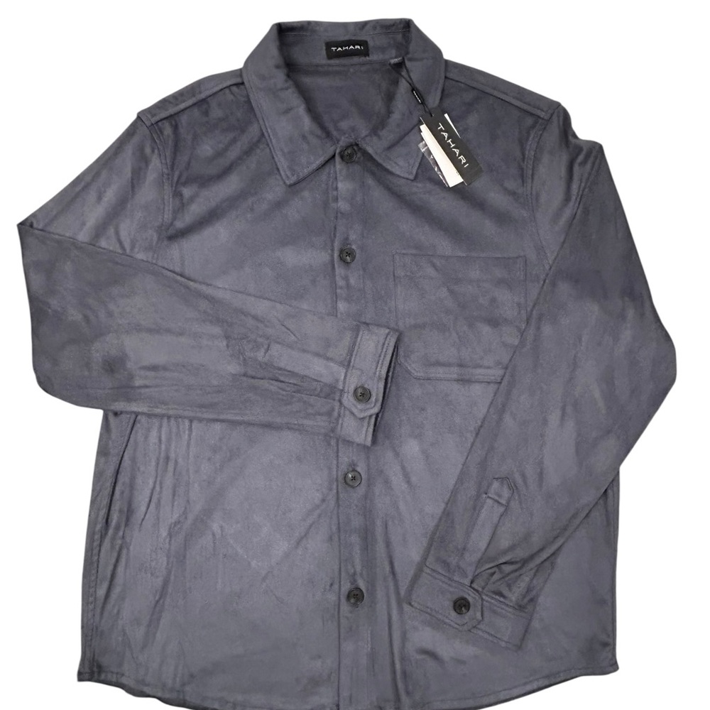Tahari Men's Faux Leather Suede‎ Steel Gray XL NWT Polyester Stretchy Soft